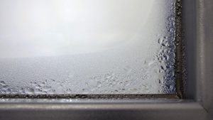 Condensation in the corner of a window